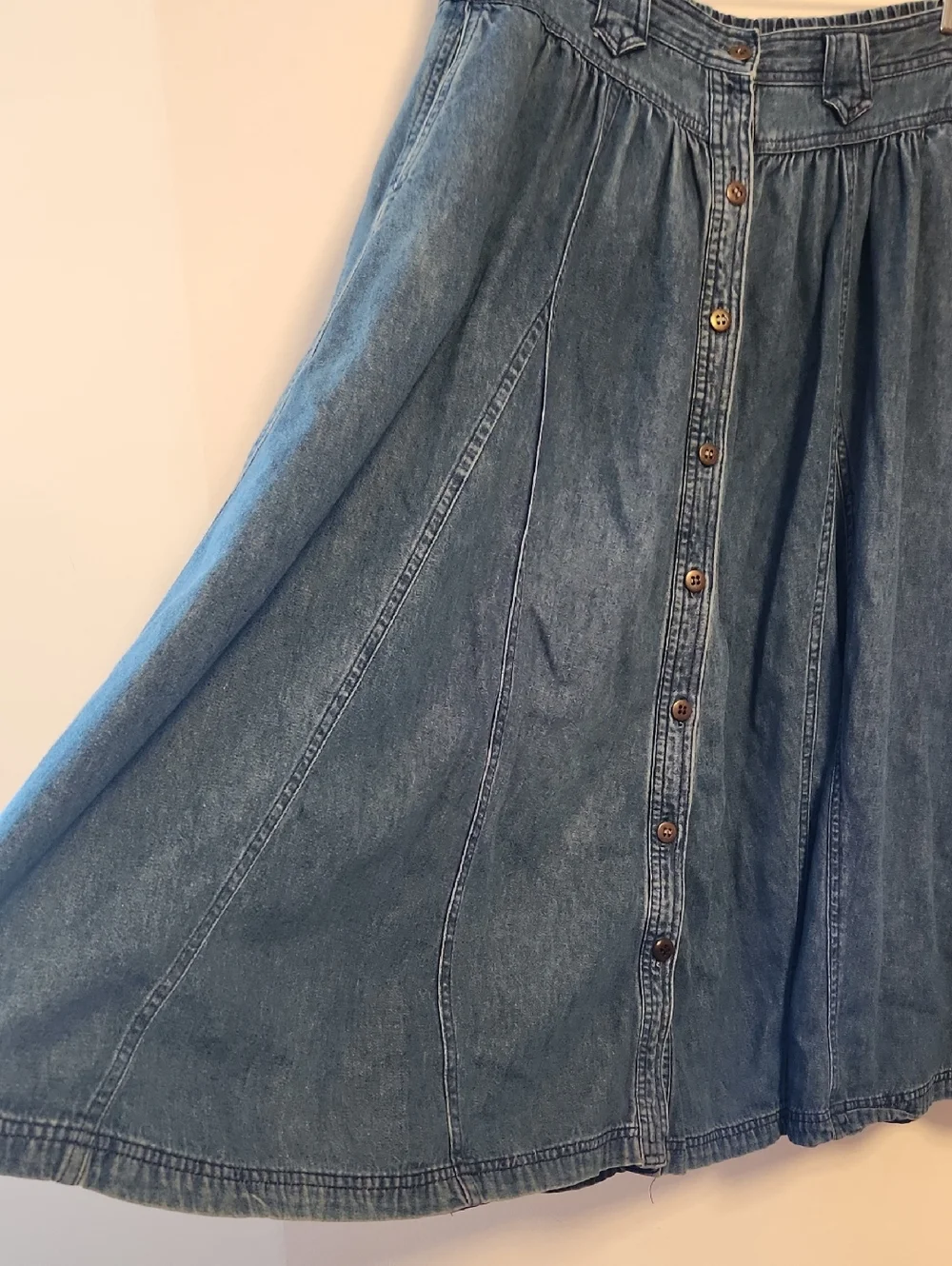 Chaus Sport Vintage Classic Button-Front Denim Skirt - Blue Midi/Maxi Size 8